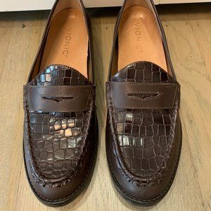 Vionic Waverly Leather Loafer - Dark Brown Croc